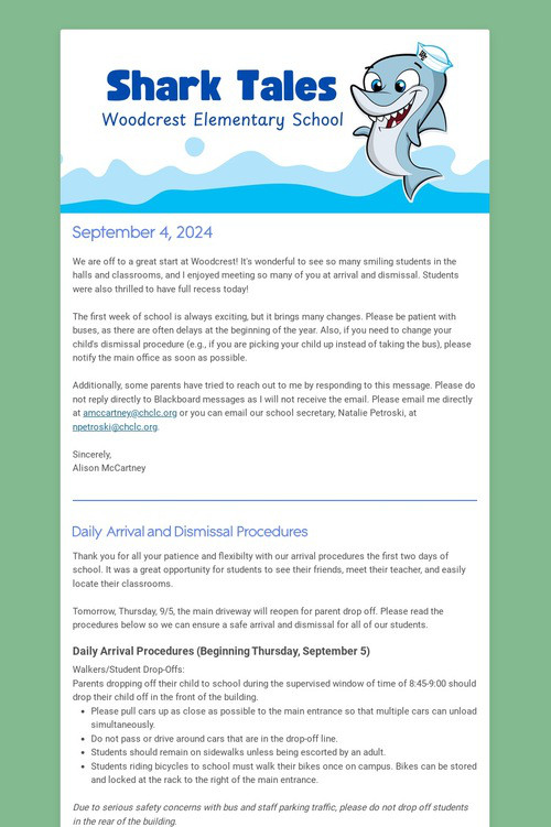 Woodcrest Family Newsletter