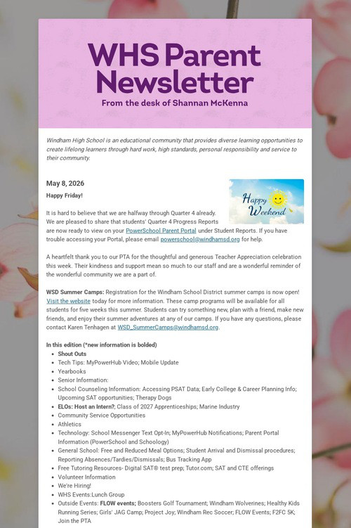 WHS Parent Newsletter