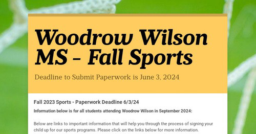 Woodrow Wilson MS - Fall Sports