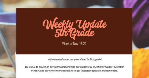 Weekly Update 5th Grade