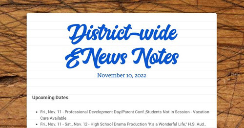 District-wide ENews Notes