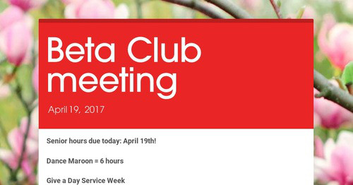 Beta Club meeting | Smore Newsletters
