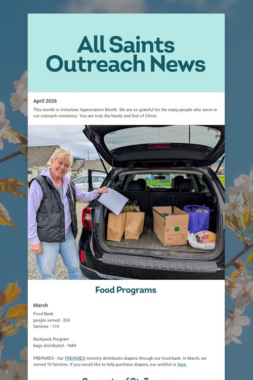 All Saints Outreach News