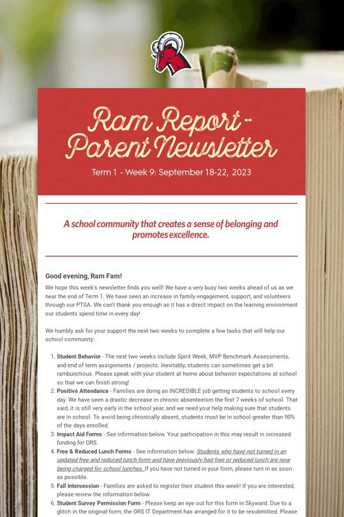 Ram Report - Parent Newsletter
