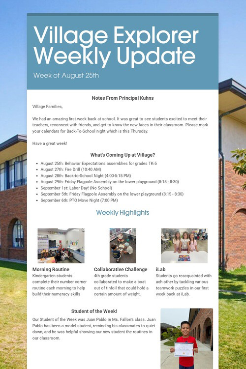 Village Explorer Weekly Update