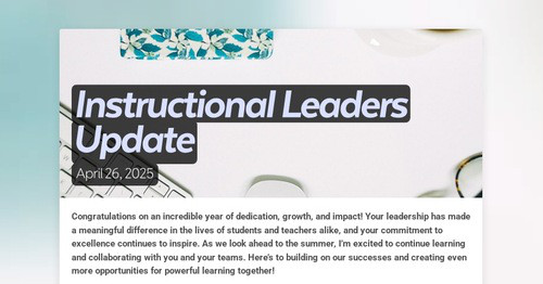 Instructional Leaders Update