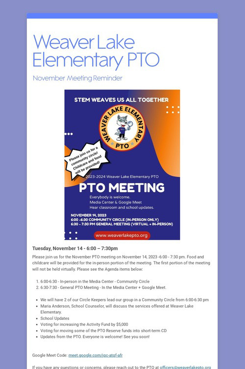 Weaver Lake Elementary PTO