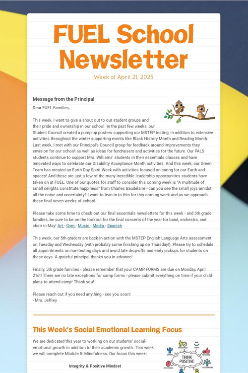 FUEL School Newsletter