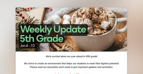 Weekly Update 5th Grade
