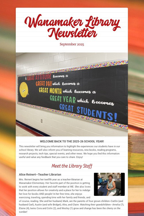 Wanamaker Library Newsletter