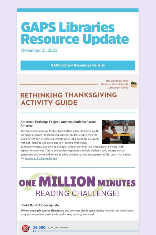 GAPS Libraries Resource Update
