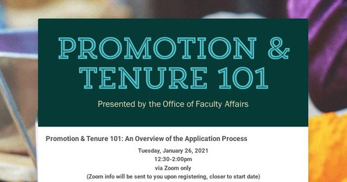 Promotion & Tenure 101 | Smore Newsletters for Education