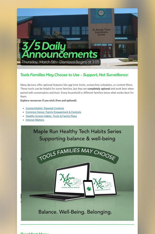 3/5 Daily Announcements