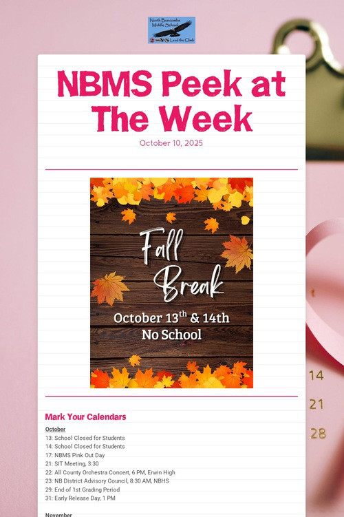 NBMS Peek at The Week