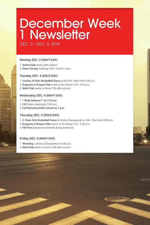 December Week 1 Newsletter