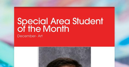 Special Area Student of the Month