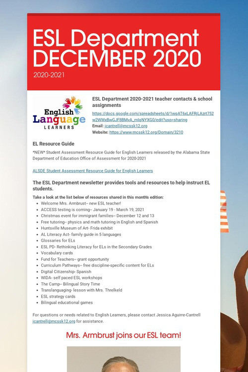ESL Department DECEMBER 2020