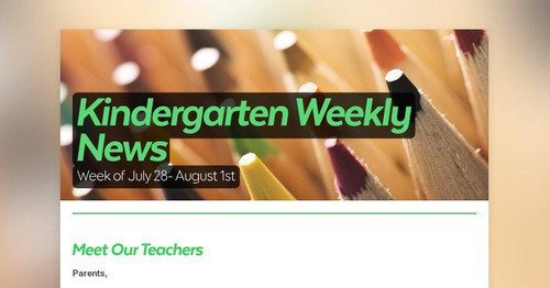 Kindergarten Weekly News