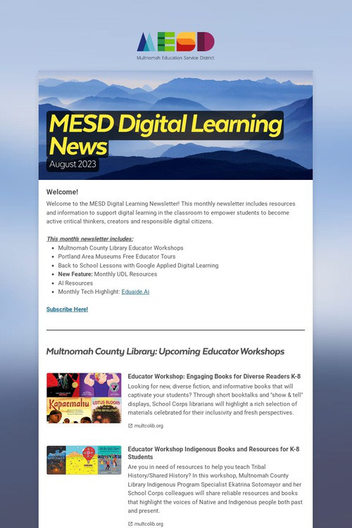 MESD Digital Learning News