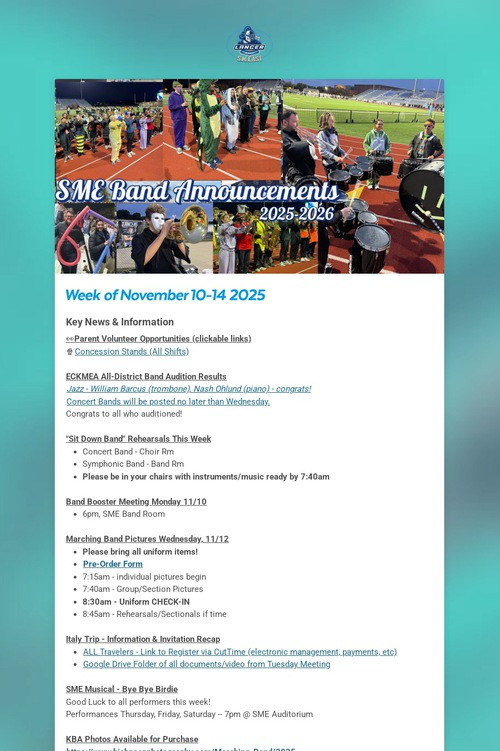 SME Band Announcements