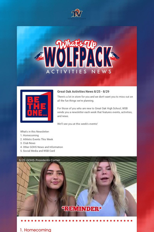 What's Up Wolfpack 8/25 - 8/29