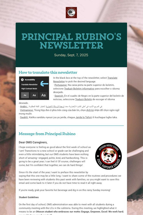 Principal Rubino's Newsletter