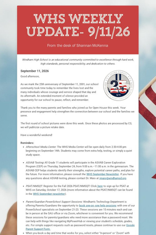 WHS Weekly Update- 9/11/26