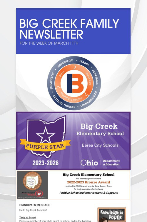 BIG CREEK FAMILY NEWSLETTER