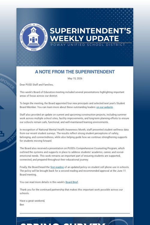 Superintendent's Weekly Update