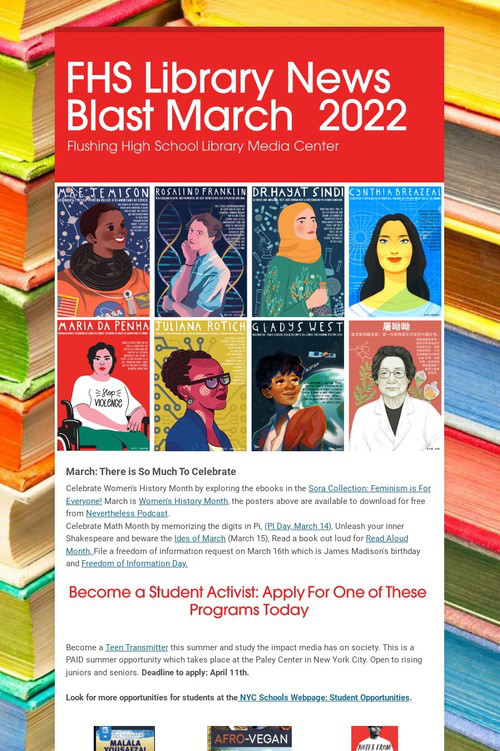 FHS Library News Blast March  2022