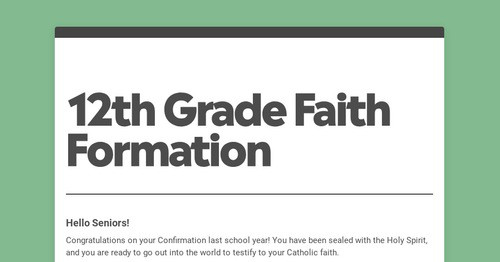 12th Grade Faith Formation