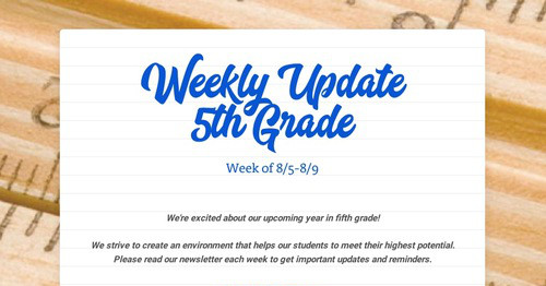 Weekly Update 5th Grade
