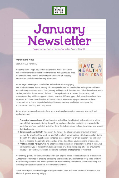 January Newsletter