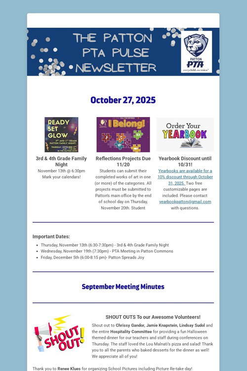 Patton PTA Pulse Newsletter