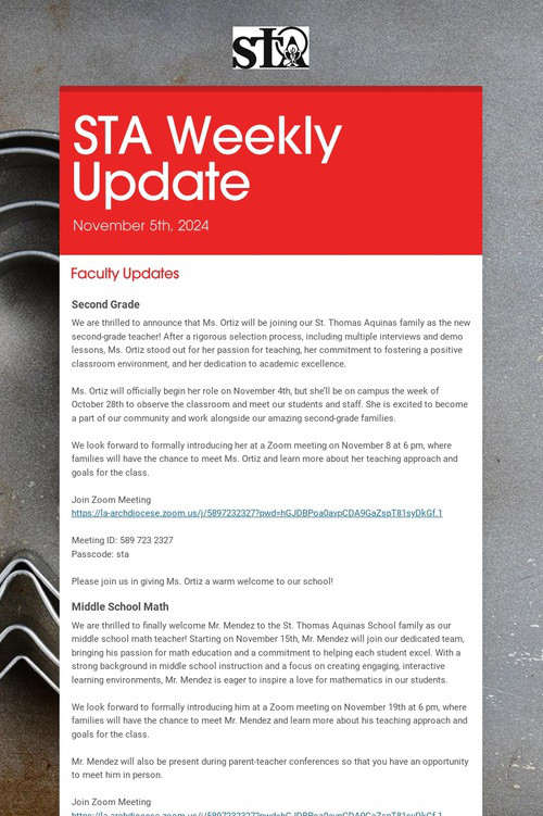 STA Weekly Update