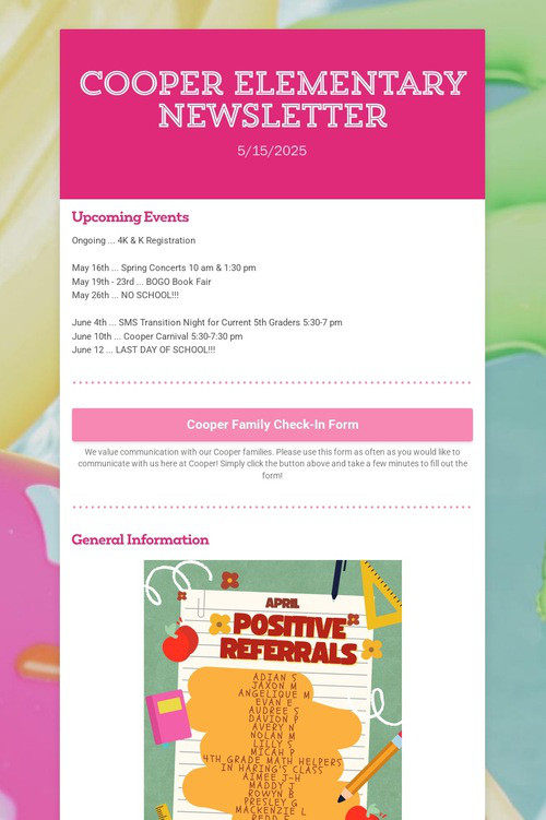 Cooper Elementary Newsletter