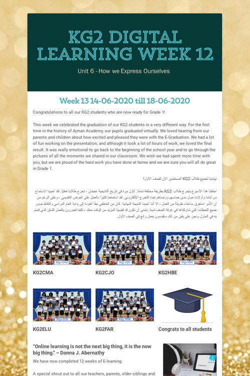 KG2 Digital Learning Week 12