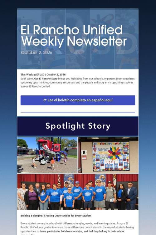 El Rancho Unified Weekly Newsletter