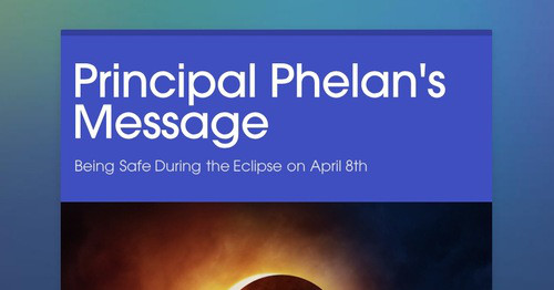 Principal Phelan's Message