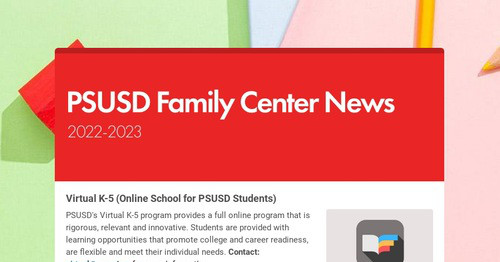 PSUSD Family Center News