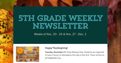 5th Grade Weekly Newsletter | Smore Newsletters