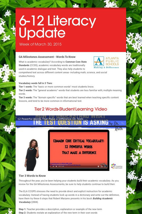 6-12 Literacy Update