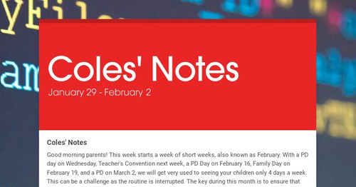 Coles' Notes | Smore Newsletters