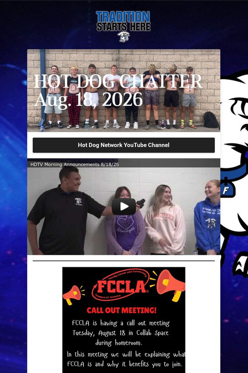 HOT DOG CHATTER Aug. 18, 2026