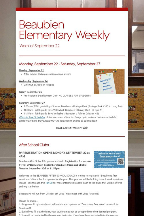 Beaubien Elementary Weekly