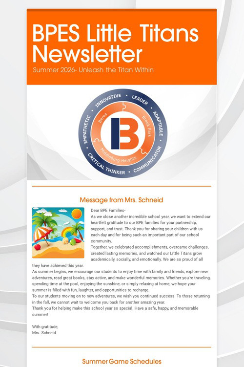 BPES Little Titans Newsletter