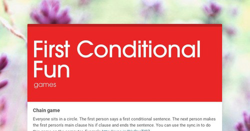 First Conditional Fun | Smore Newsletters