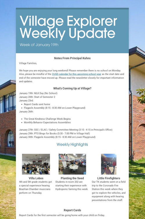 Village Explorer Weekly Update