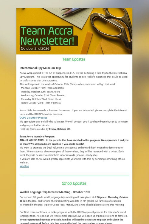 Team Accra Newsletter!