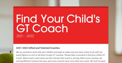 Find Your Child's GT Coach